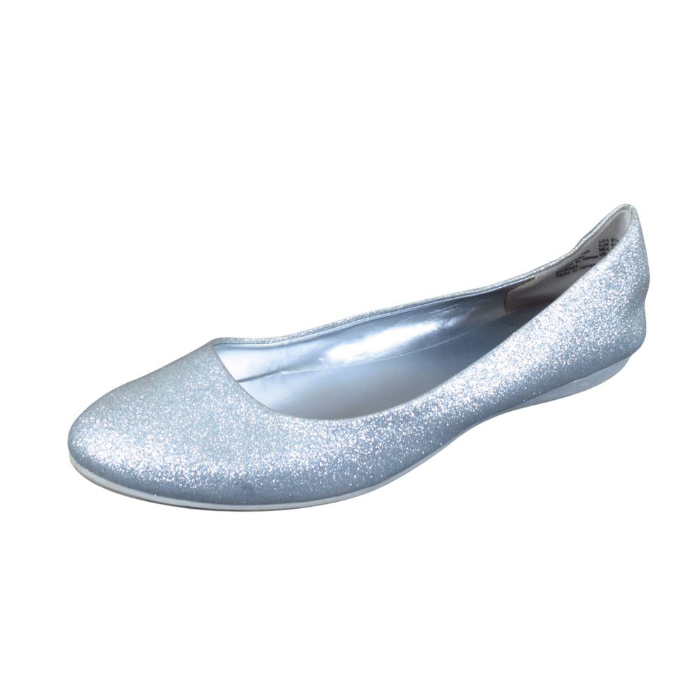American Eagle Women Ballet Flat 9.5 Special Occasion Silver Glitter Shimmer